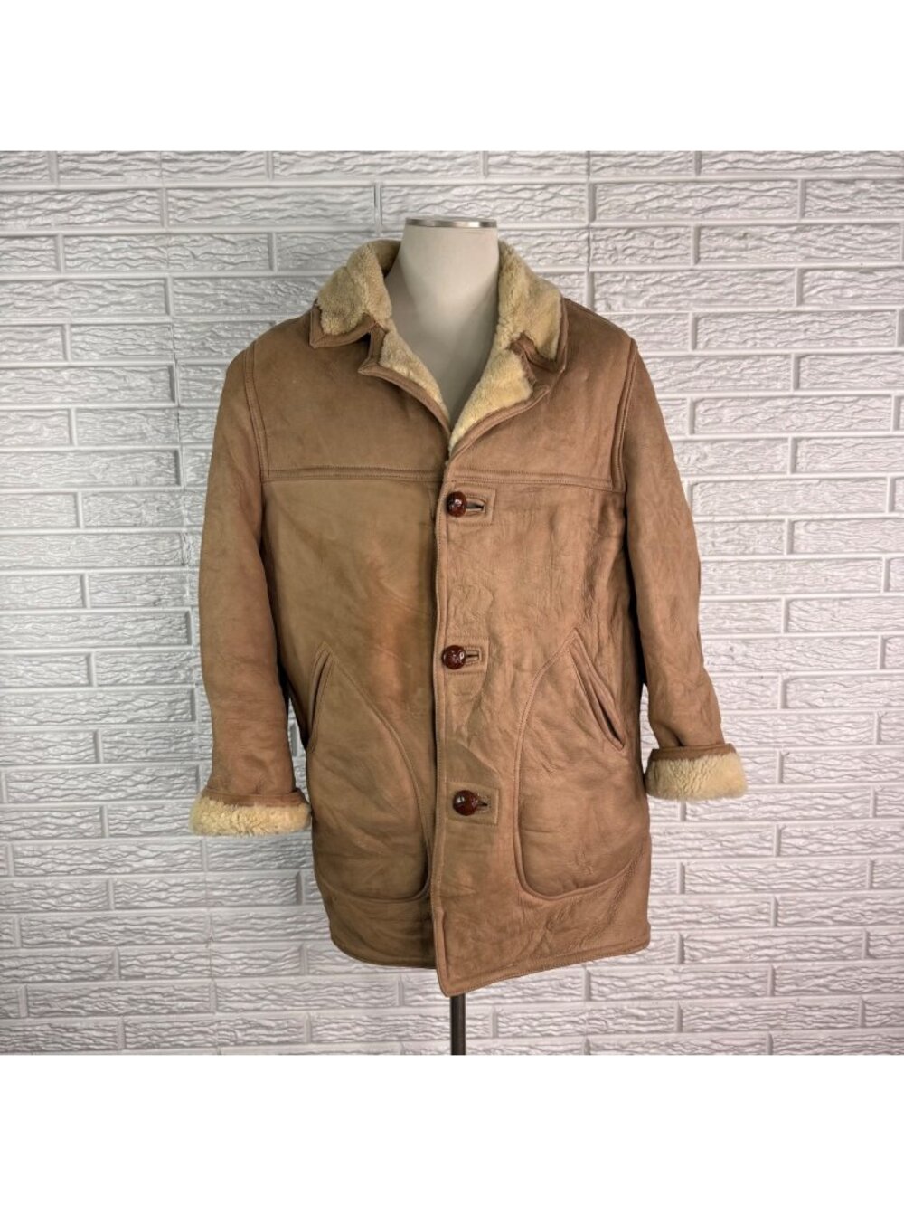 Vintage 60s/70s David Church Californian Mens Shearling Sheepskin Coat Size 44